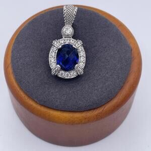 Judith Ripka Sterling Silver Iolite CZ Openable Bell Pendant 925 Rhodium Plated